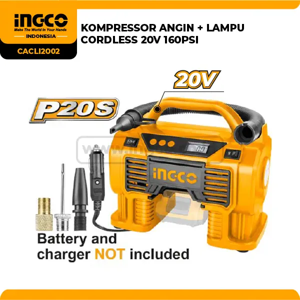 CACLI2002 - KOMPRESOR ANGIN + LAMPU CORDLESS 20V 160PSI => CACLI2012