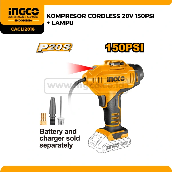 CACLI2018 - KOMPRESOR CORDLESS 20V 150PSI + LAMPU