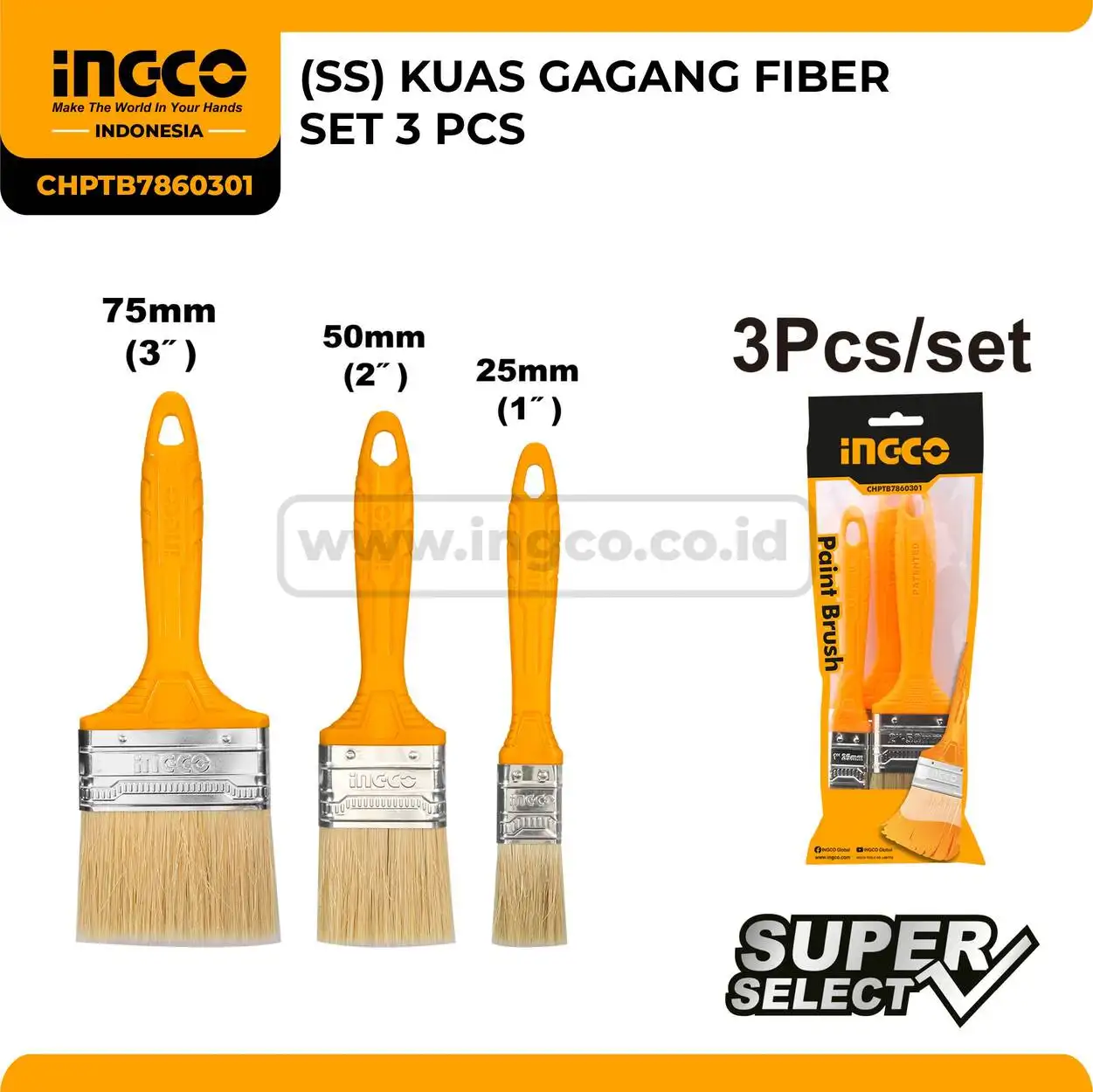 CHPTB7860301 - KUAS GAGANG FIBER SET 3 PCS