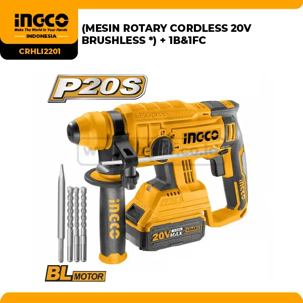 CRHLI2201 - MESIN ROTARY CORDLESS 20V + 1B&1FC (DIBERI TERPISAH)