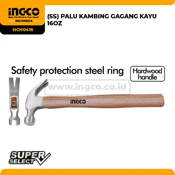 HCH0416 - PALU KAMBING GAGANG KAYU 16OZ => HCH81016