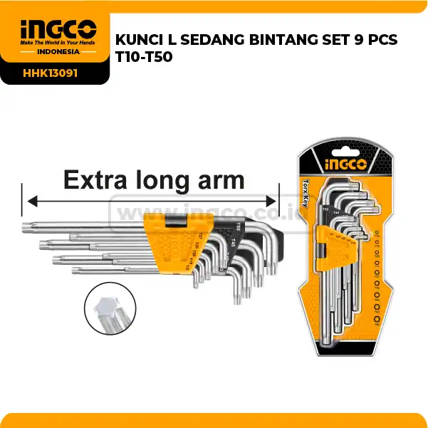 HHK13091 - KUNCI L SEDANG BINTANG SET 9 PCS T10-T50 !